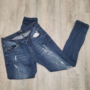 Wax Skinny Stretch Distressed Dark Wash Jeans Size 5